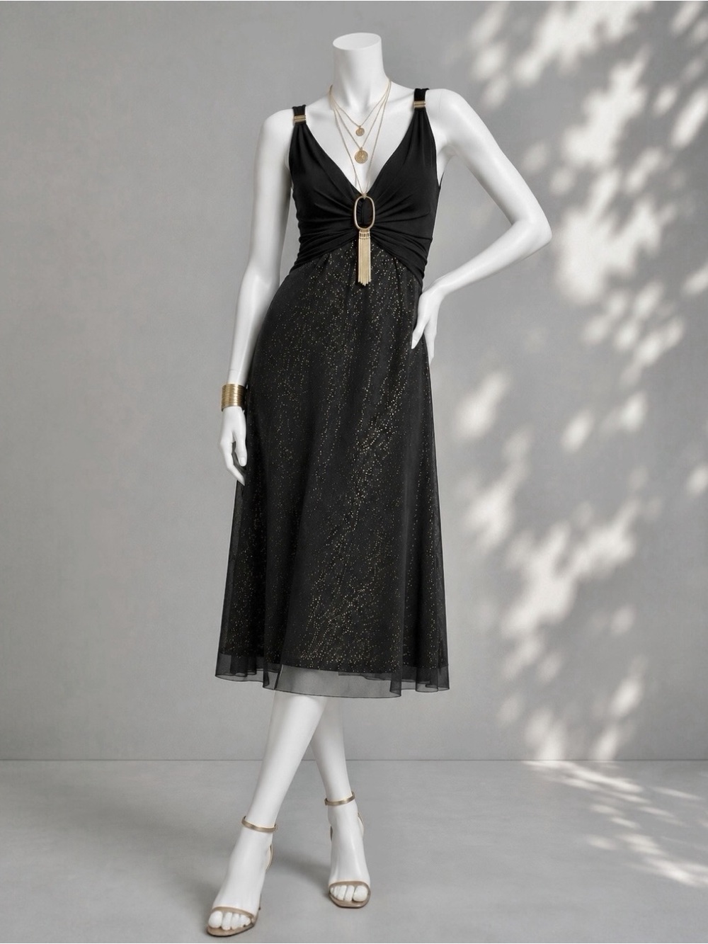 Vintage Y2K Vivienne Tam Whimsigoth Dress M Black Mesh Stretch Fairy Grunge